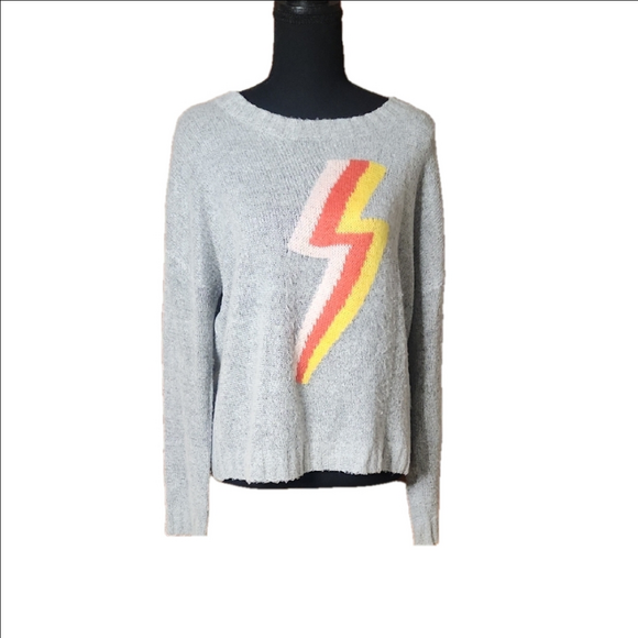 fab'rik Sweaters - Fab'rik Gray Sweater with Lightning Bolt Design, size Small